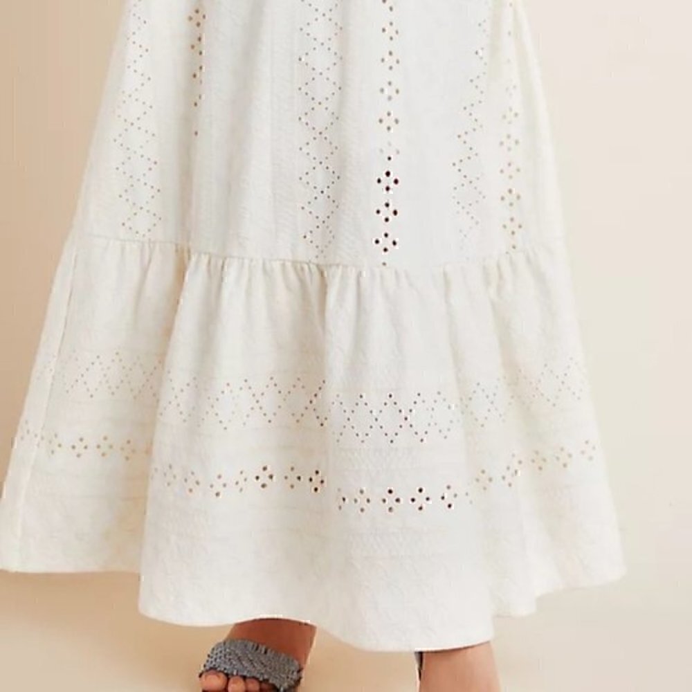 Anthropologie White Eyelet Maxi Dress - Picture 7 of 10